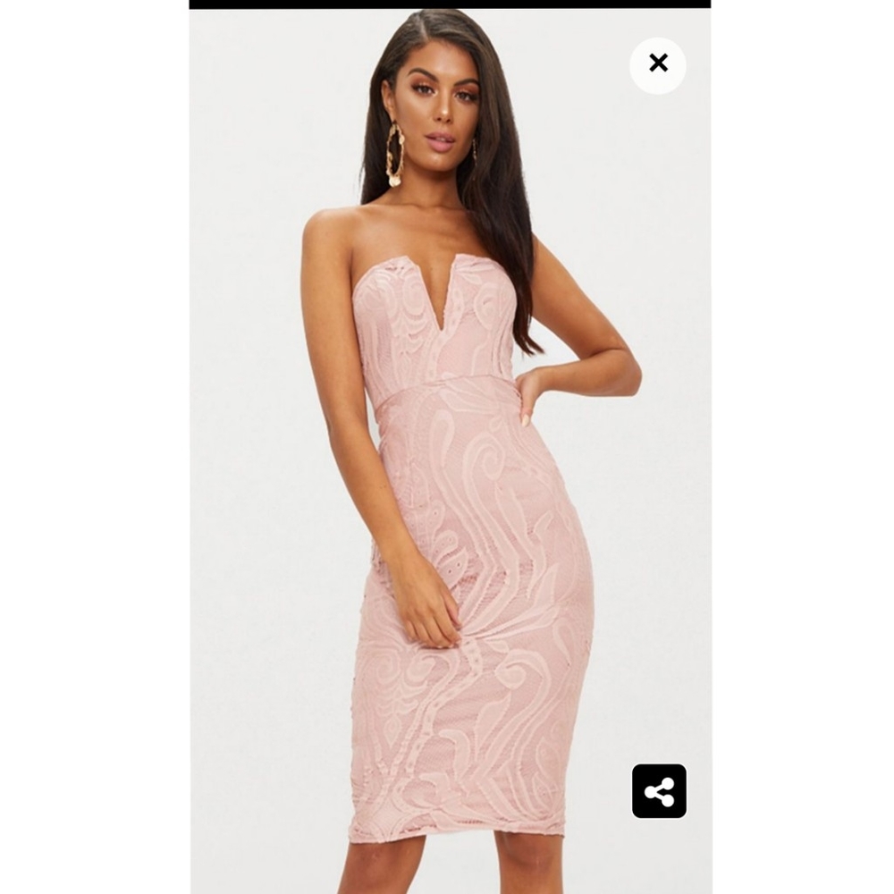 PLT V bar bandeau sleeveless midi dress